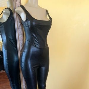Leather corset jumpsuit
